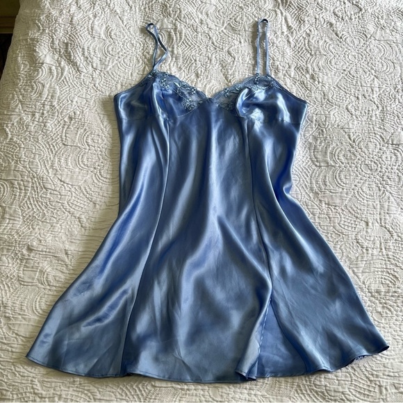 Victoria's Secret Other - Vintage Beautiful blue victorias secret slip dress with lace trim